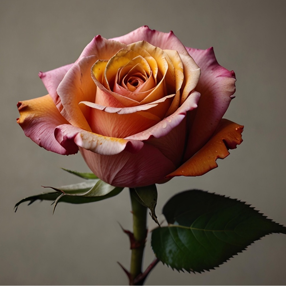 Flickering rose metal Art print 4 x 6 inches